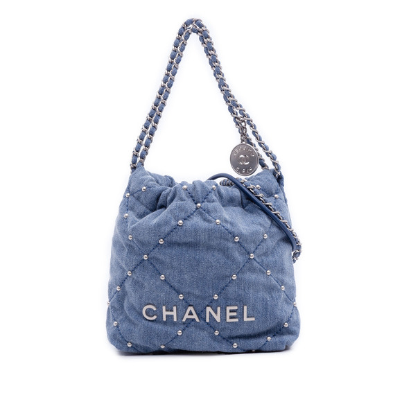 Chanel Handbags - Pre-Loved Chanel Mini Denim Studded 22 Handbag